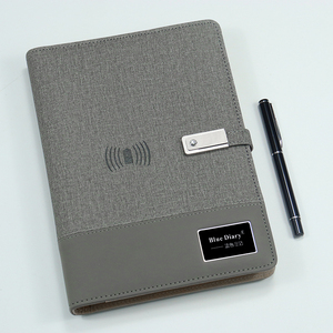 6 Ring Binder wireless charging powerbank Notebook in Summer STOCK a5 PU Leather planner with powerbank diary
