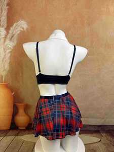 Falda ajustada a rayas con parche sexy con corbata <span class=keywords><strong>Disfraz</strong></span> <span class=keywords><strong>de</strong></span> secretaria <span class=keywords><strong>de</strong></span> Halloween que incluye medias Lencería <span class=keywords><strong>de</strong></span> cosplay sexy para mujer - Product Image 6