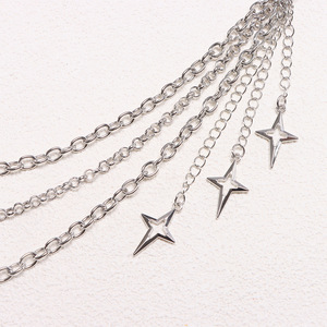 Star Pattern Multi Layered Waist <b>Chain</b> Zinc Alloy Punk Style Hip Hop Fashion Body <b>Chain</b> Daily Wear White K - Product Image 4