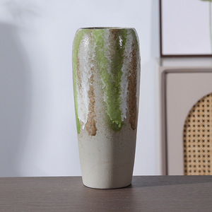 Vase en céramique de style rétro de luxe léger avec glaçure réactive au four pour la décoration de la maison et l'affichage de fleurs artificielles ou séchées - Product Image 3