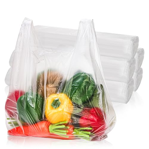 Sac en plastique PE pour sushis, aliments pour animaux et conserves - Sac de courses de supermarché avec poignée longue - Product Image 1