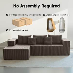 Удобные бескаркасные секционные диваны для гостиной, плюшевый вельветовый диван с комфортным шезлонгом, U-образные секционные диваны из пенопласта - Product Image 2