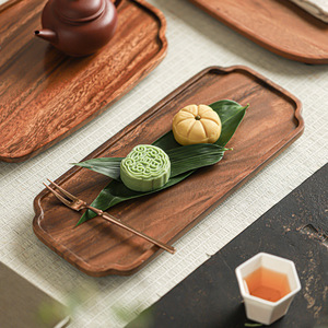 ถาดชงชาแบบแห้ง ถาดเสิร์ฟชาทรงสี่เหลี่ยมขนาดเล็ก ทำจากไม้วอลนัทอเมริกาใต้ ถาดเก็บอุปกรณ์ชุดน้ำชา แข็งแรงทนทาน - Product Image 4