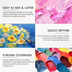 สีอะคริลิค Foska 12 สี (2 ออนซ์/60 มล.) สีเข้มข้น ชุด 20 ชิ้น สำหรับระบายสีบนฟักทองฮาโลวีน ผ้าใบ เซรามิก หิน ไม้ - Product Image 3