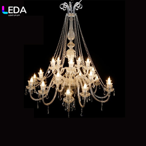 LEDA Latest Luxury Hotel Wedding <b>Ceiling</b> Hanging Crystal Chandelier Metal <b>Ceiling</b> Pendant Lamp - Product Image 2