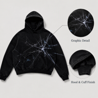 Sweat à capuche noir Original Abstract Web Matrix, pull streetwear sombre avec motif personnalisé pour la vente en gros OEM