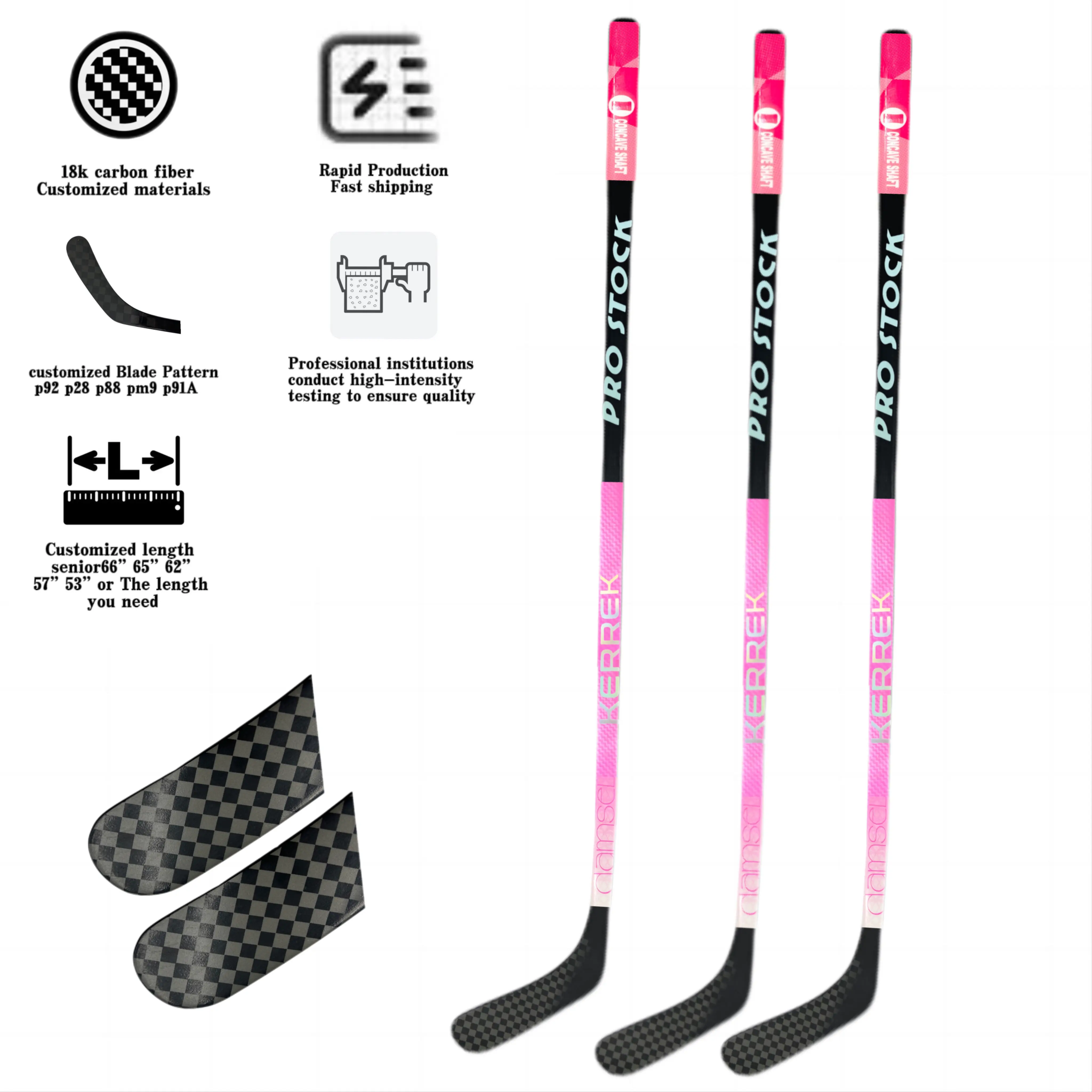 2024 mới Trung Quốc nhà máy Tùy chỉnh cao cấp Ice Hockey Stick chuyên nghiệp sợi carbon Ice Hockey Stick đường cong p92/P28 Hockey Stick