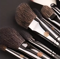 Série Picasso # Pinceau surligneur en forme de flamme 133 pour une application de maquillage précise, fibres synthétiques, manche en bois, tube en cuivre