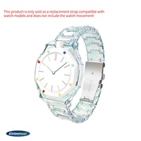 Glitzerndes Transparentes Kunststoff-Uhrenarmband für Royal Pop mit Faltschließe, Modisches Uhrenband für Royal Pop