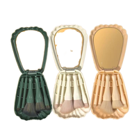 Nouvelle coque de conception innovante 5 en 1, miroir portable pour pinceaux de maquillage, mini accessoires de voyage, étui pour pinceaux de contour et de fard à paupières, 3 couleurs