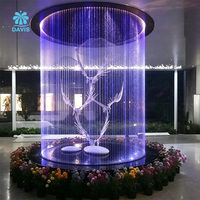 Fontaine Davis en acier inoxydable 304, rideau d'eau moderne, éclairage LED RGB, fontaine décorative pour usage intérieur/extérieur