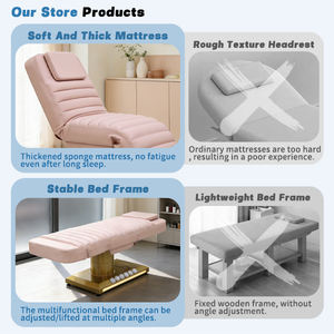 Salón de belleza de lujo 3 motores Rosa esteticista cama altura ajustable Spa eléctrico belleza masaje Facial cama moderna con luz LED - Product Image 3