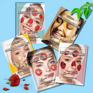 Máscara facial orgânica para cuidados com a pele, extrato de frutas e vitamina C, folha hidratante clareadora, máscara facial coreana, fabricante OEM