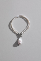 Bracelet à fermoir en cuivre plaqué or avec perles baroques à double rangée - Cadeau classique pour mariage et fête
