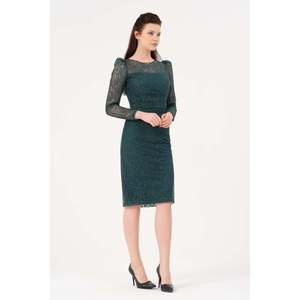 DANS <b>Emerald</b> Green Women's Elegant Solid Color Casual <b>Dress</b> with Regular Fit and Comfortable Fabric for All Seasons - Product Image 2
