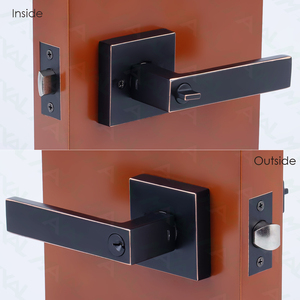 Tubular Latch <strong>Black</strong> square Lever Lever <strong>Door</strong> <strong>Knobs</strong> for Interior <strong>Door</strong> Lock <strong>Door</strong> Lever Bathroom <strong>Black</strong> - Product Image 3