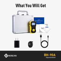 Monitor de Gas Portátil Personal Bosean con Alarma de Sonido, Luz y Vibración, Alerta de Batería Baja, Umbral de Alarma Ajustable, CH4, CO, H2S, O2
