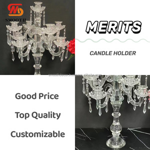 Candélabre en cristal transparent de haute qualité, 9 têtes, 66 cm, design miroir, centre de table pour mariage et fête - Product Image 2