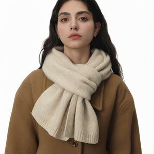 Women Wool Knit <b>Scarf</b> Solid Color Long Thermal Insulation Winter Classic Style for Daily Wear - Product Image 1