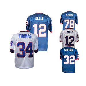 Оптовая продажа дешевых винтажных вышитых футболок для американского футбола: 32 ОДИ Симпсон, 12 Джим Келли, 78 Брюс Смит - Product Image 4