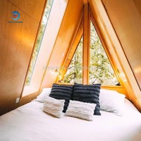 Kit préfabriqué de luxe moderne Maisons en bois imperméables Conteneur en acier Appartement Immeuble de bureaux Triangle Cadre en A Petite Maison