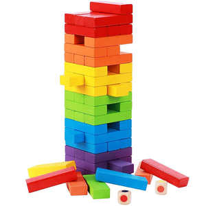 Luckykoo - Juego de Torre de Bloques Personalizado, Torre de Apilamiento de Bloques, Juguetes de Bloques de Madera - Product Image 1