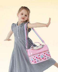 Sac à déjeuner isotherme pour enfants, motif dessin animé, pour élèves du primaire, sac de rangement alimentaire durable à porter à la main ou en bandoulière pour le campus - Product Image 2