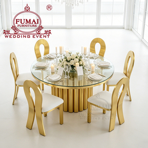 Mesas de comedor de cristal de acero inoxidable redondas de lujo modernas para bodas - Product Image 6