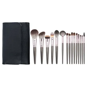 HXT-109 Usine OEM 15 Pcs Maquillage Brosses Kit Réel Cheveux Cosmétique Maquillage Brosses Fabricants Chine