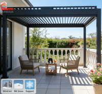 Pergola extérieure en aluminium imperméable avec toit motorisé télécommandé, design fin, pour jardin, revêtement poudré, LED, écologique