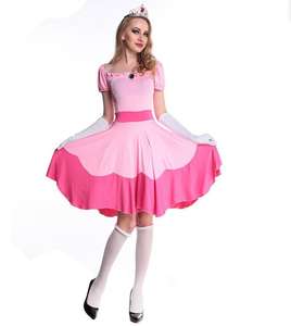 Ecowalson <span class=keywords><strong>disfraz</strong></span> de Halloween para <span class=keywords><strong>mujer</strong></span> Super Mario Brothers <span class=keywords><strong>princesa</strong></span> melocotón Cosplay vestido Glov corona dulce traje rosa - Product Image 3