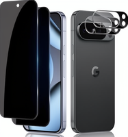 Lot de 2+2 protections d'écran en verre trempé anti-espionnage, anti-rayures, dureté 9H, HD pour caméra Google Pixel 10 Pro