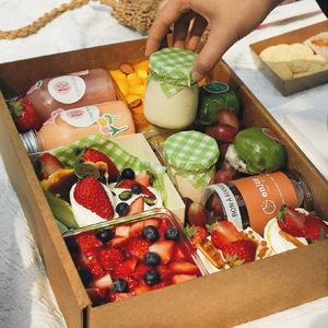 Big Kraft Corrugated Food <strong>Box</strong> Foldable Fold <strong>Box</strong> for Picnic Food <strong>Fruit</strong> Salad Dessert Sandwich Cup Cake Nuts <strong>Pack</strong> Packaging - Product Image 4