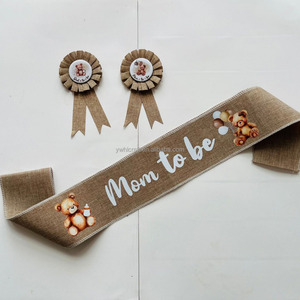 HLC Badges personnalisés vierges, cadeaux promotionnels, badges pour future <span class=keywords><strong>maman</strong></span> et papa, et ensemble de badges et écharpes en métal avec rubans en lin - Product Image 2