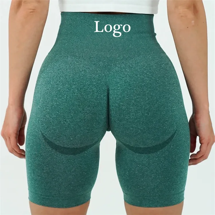 Short de sport moulant de taille haute pour femmes, Leggings courts, personnalisés, de Yoga, de Gym, de course à pied, sans couture, couleur unie, 14