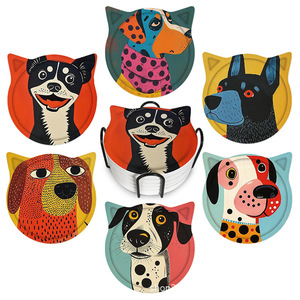 Posavasos con Forma de Gato, Posavasos Impresos, Base para Vasos Impermeable, Decoración para Mesa de Escritorio - Product Image 4