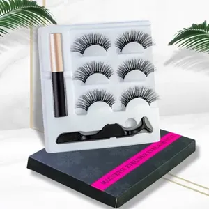 5 mıknatıs tam gözler kirpik hızlı manyetik kirpiklere kiti 3D yanlış Magneticeyelashes ile ambalaj kutusu ve kirpik mıknatıs