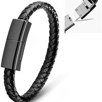Câble de charge rapide PD noir personnalisé pour transfert de données 20/22 cm, chargeur de téléphone au design unique, bracelet multi-charge en nylon