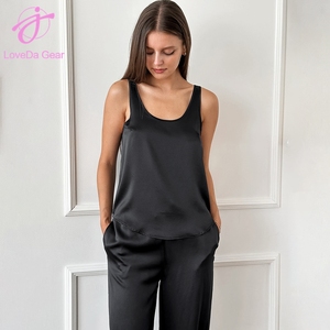 Loveda Vente en gros Ensemble pyjama débardeur et pantalon pour femme, fin, doux, couleur unie, style décontracté et mode, vêtements de détente - Product Image 2