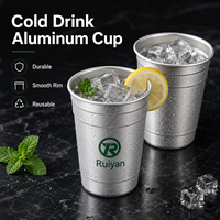 Gobelet en aluminium réutilisable, léger, en métal, avec logo personnalisé pour la bière, les sodas, les jus et les boissons froides