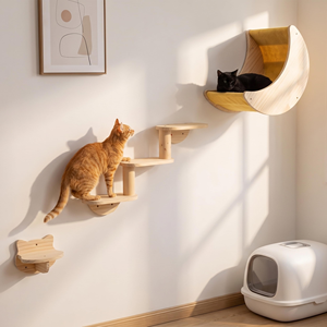 Estructura de Escalada para Gatos Montada en la Pared, Árbol para Gatos de Madera Resistente con Cinco Niveles, Escalera y Área de Descanso, Hecho en China, Empaquetado en Caja de Cartón - Product Image 1