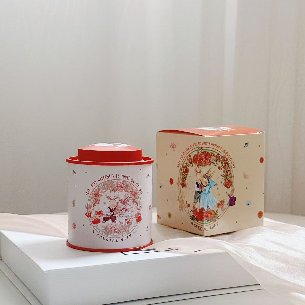 Lapin crème parfum rose rouge-rose