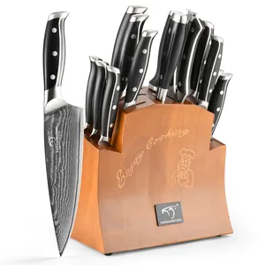 Juego de cuchillos de cocina profesionales, de acero damasco ultraafiladas herramientas de cocina, fáciles de cortar carne y más, listo para enviar