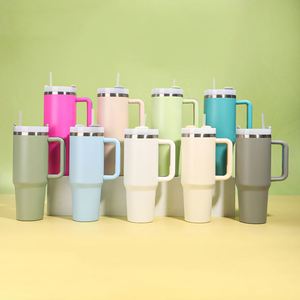 <b>Travel</b> Car H2.0 <b>Handle</b> Tumbler 40oz Double Wall <b>Mug</b> Lid Straw Anti-Slip OEM ODM Custom Brand - Product Image 5