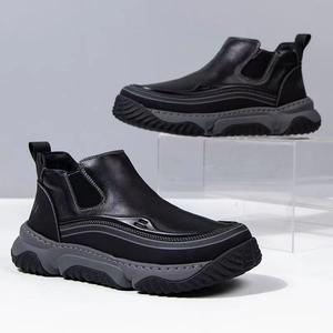 M015 Nouvelles Chaussures en Cuir Décontractées Faites à la Main pour Hommes, Style Rétro à Bout Large, Mocassins Respirants à Semelle Épaisse, Tendance - Product Image 6