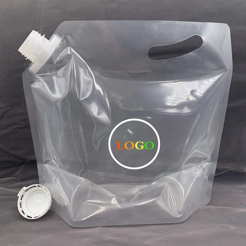 RTS Transparent Gallon Liquid Spout Pouch With Handle Stand Up Beverage Pouch Drinking Water Bags