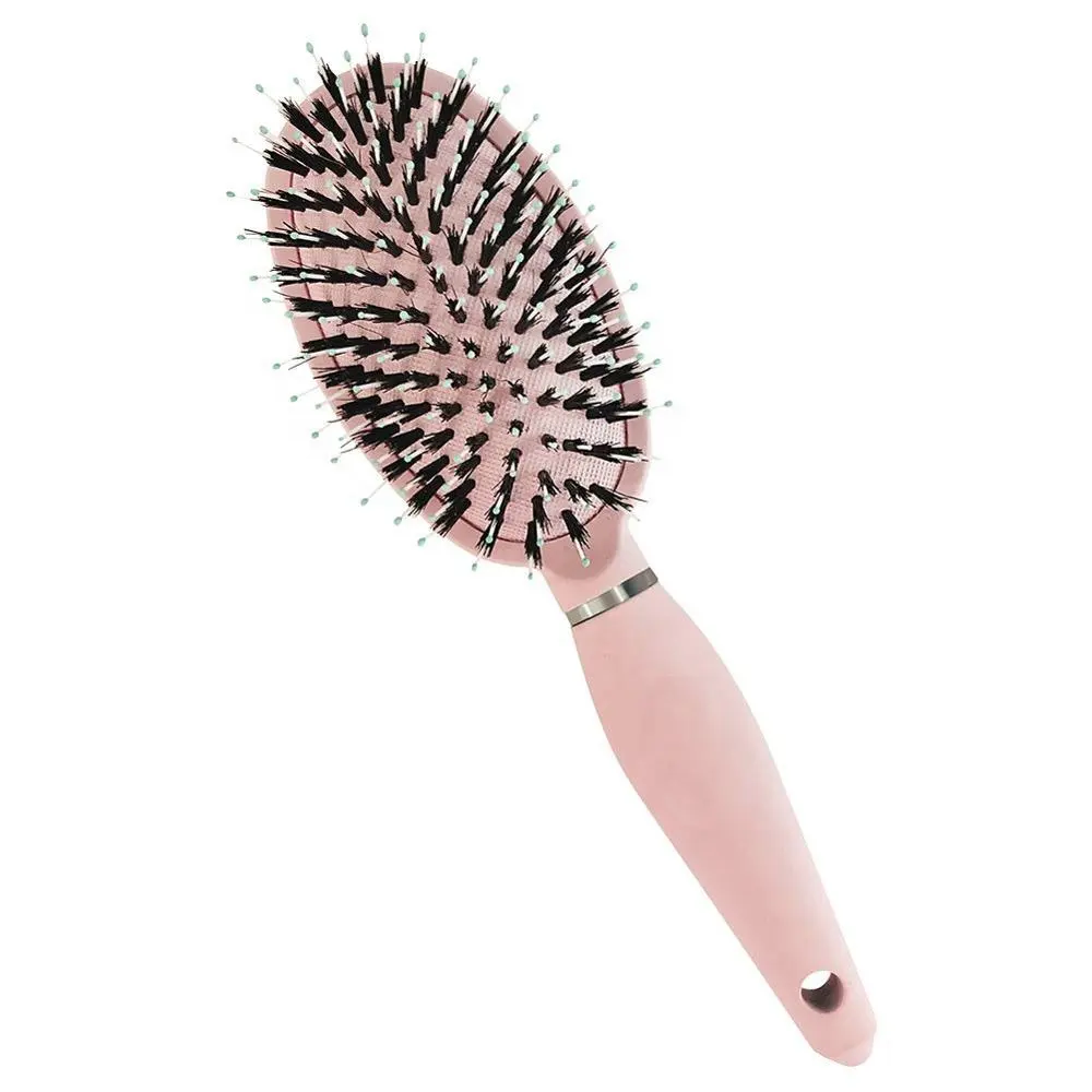 Pink Matte Custom Logo Nylon Boar Bristle Paddle Brush Miracle Brush Hair Brushes for Sensitive Scalp Gentle Detangling