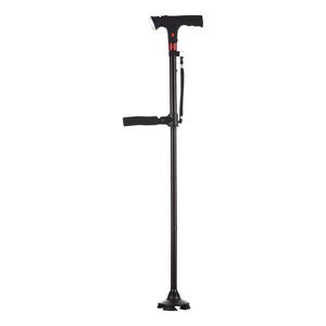 Bastón de Aleación de Aluminio con Alarma, Doble Empuñadura, Telescópico, Plegable, con Luz LED Giratoria y Cuatro Patas para Personas Mayores - Product Image 1