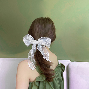 Ultraleichte Spitze Schleife Haars pange Benutzer definierte Weiß Schwarz Farbe Big Bow Haar gummis Exquisite Spitze Elastisches Haarband Haars pangen für Mädchen - Product Image 2