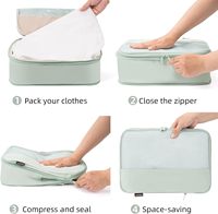4 pièces en nylon léger de compression Cubes d'emballage à fermeture éclair Organisateurs de voyage pour valises Sacs à dos Casual Luxury Outdoor